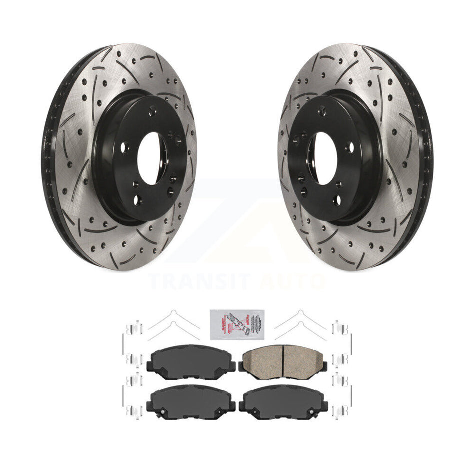 Front Coated Drilled Slotted Disc Brake Rotors And Ceramic Pads Kit For Honda Civic KDA-100026