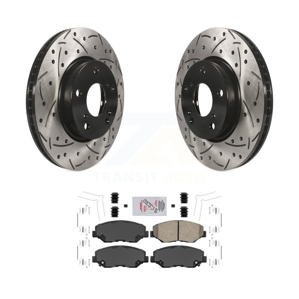 Front Coated Drilled Slotted Disc Brake Rotors And Ceramic Pads Kit For Honda Civic KDA-100027