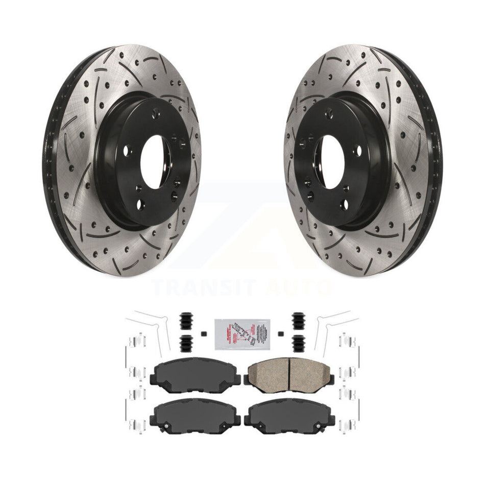 Front Coated Drilled Slotted Disc Brake Rotors And Ceramic Pads Kit For Honda Civic KDA-100027