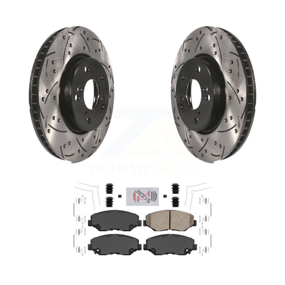 Front Drill Slot Brake Rotors Ceramic Pad Kit For Honda Civic EX with Manual transmission KDA-100033
