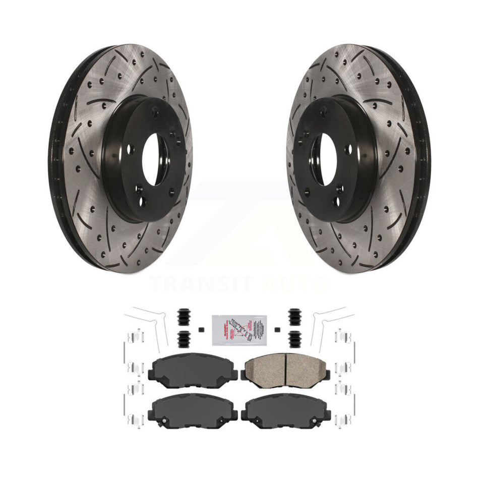 Front Coated Drilled Slotted Disc Brake Rotors And Ceramic Pads Kit For Honda Civic CR-Z KDA-100037