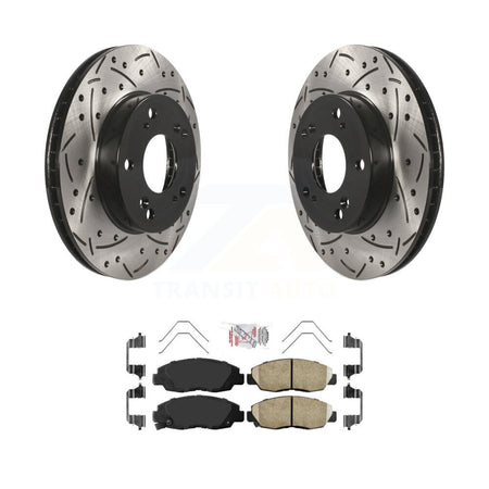 Front Coated Drilled Slotted Disc Brake Rotors And Ceramic Pads Kit For Honda Civic KDA-100038