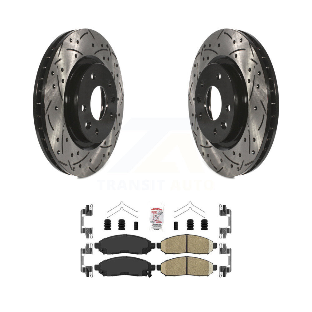 Front Coated Drilled Slotted Disc Brake Rotors And Ceramic Pads Kit For Nissan LEAF KDA-100043