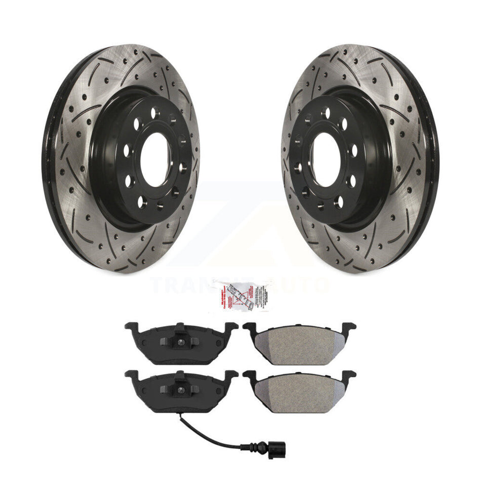 Front Coated Drilled Slotted Disc Brake Rotors Semi-Metallic Pad Kit For Volkswagen Jetta KDA-100082
