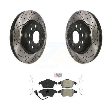 Front Drilled Slot Brake Rotor & Semi-Metallic Pad Kit For Volkswagen GTI Audi A3 Quattro KDA-100085