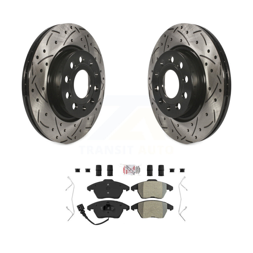 Front Drilled Slot Brake Rotor & Semi-Metallic Pad Kit For Volkswagen GTI Audi A3 Quattro KDA-100086