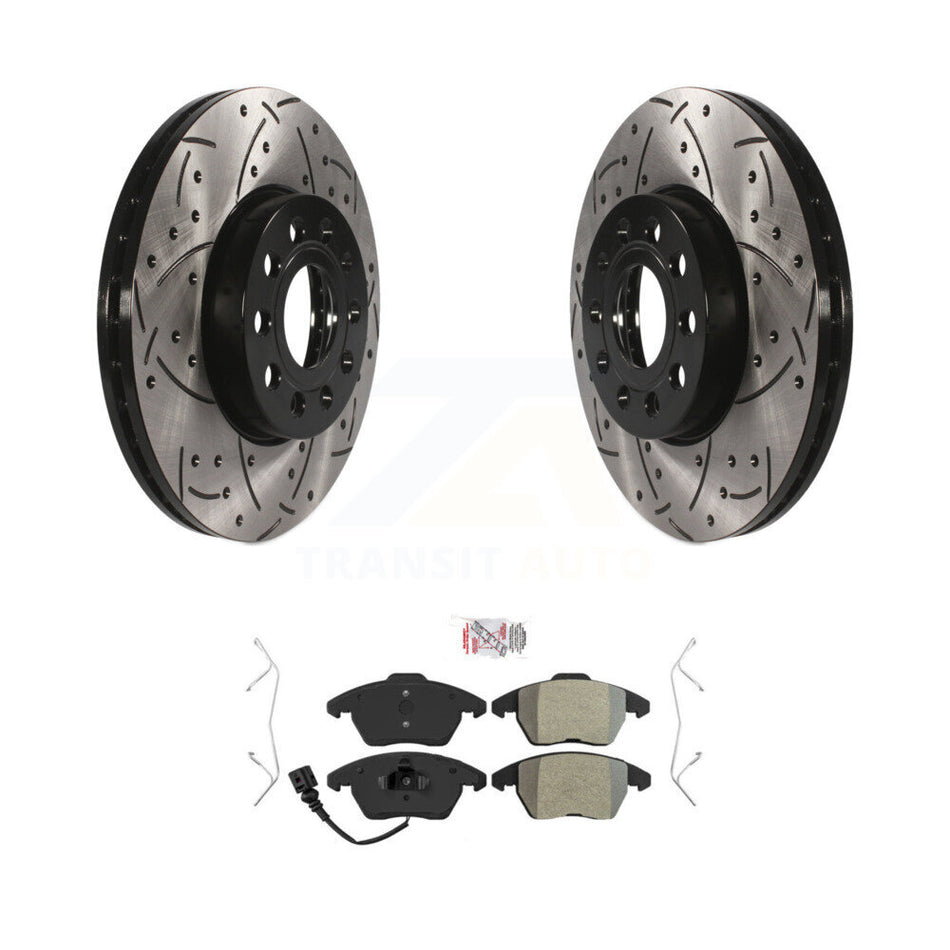 Front Drill Slot Brake Rotors Semi-Metallic Pad Kit For Volkswagen Jetta Golf Beetle Audi KDA-100089