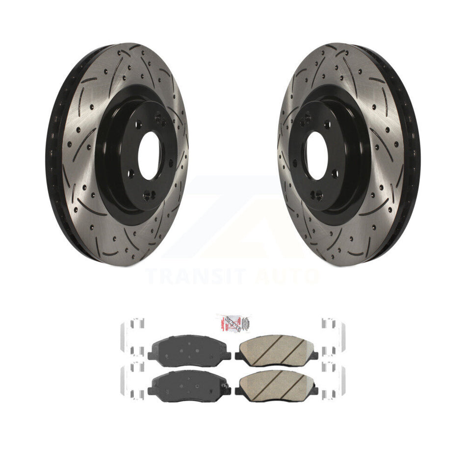 Front Drill Slot Disc Brake Rotors Ceramic Pad Kit For 2013-2016 Hyundai Santa Fe XL 3.3L KDA-100092