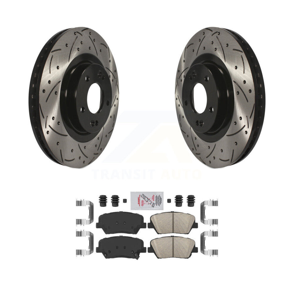Front Drill Slot Disc Brake Rotors Ceramic Pad Kit For Hyundai Santa Fe Sport Kia Sorento KDA-100094