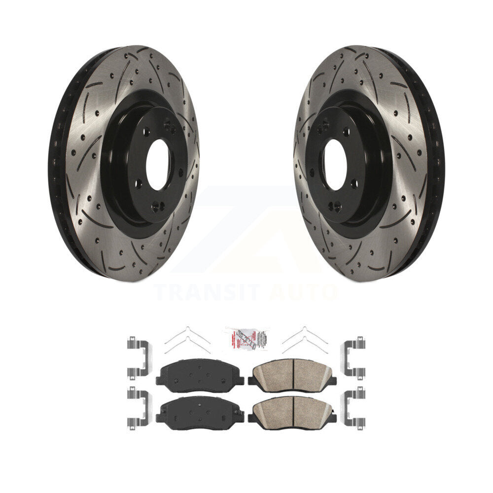 Front Coated Drilled Slotted Disc Brake Rotor And Ceramic Pad Kit For Hyundai Santa Fe XL KDA-100096