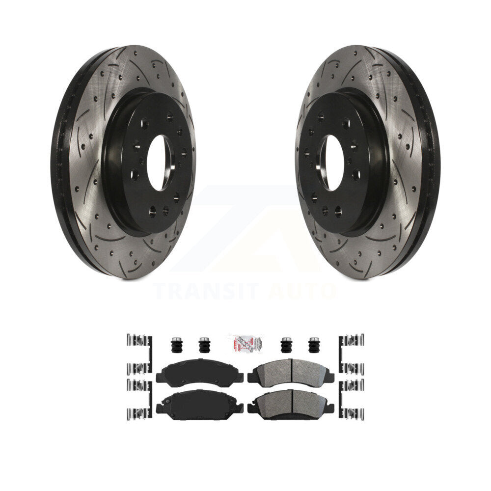 Front Drill Slot Brake Rotor Semi-Metallic Pad Kit For GMC Sierra 1500 Chevrolet Cadillac KDA-100108