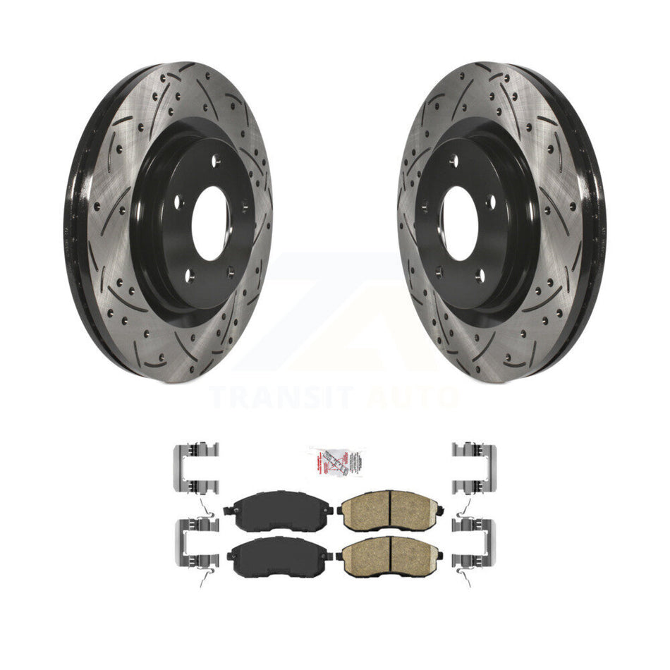 Front Coated Drilled Slotted Disc Brake Rotors And Ceramic Pads Kit For Nissan Juke KDA-100113