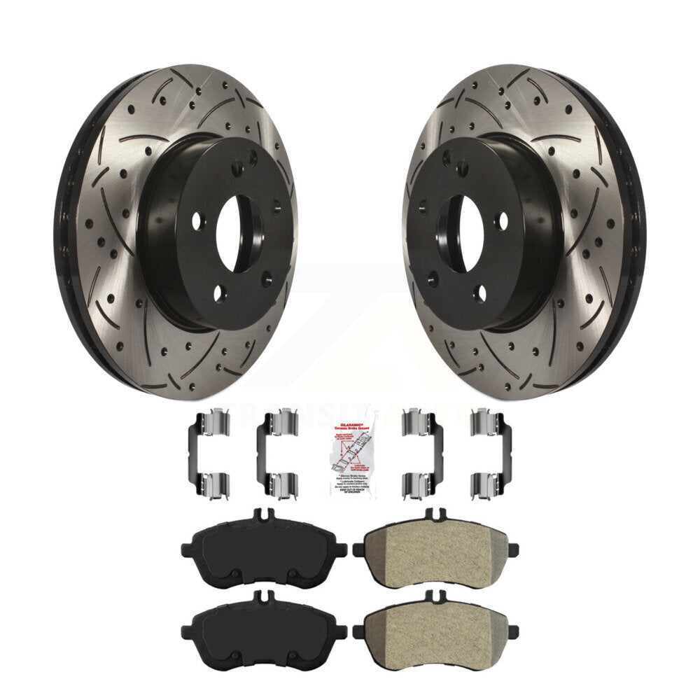 Front Drill Slot Disc Brake Rotors Semi-Metallic Pad Kit For Mercedes-Benz C300 C250 C230 KDA-100119