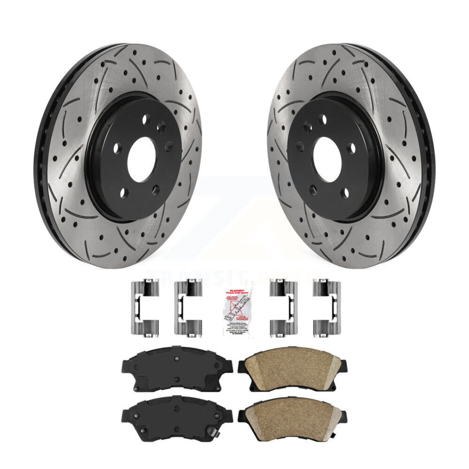Front Coated Drill Slot Disc Brake Rotor Ceramic Pad Kit For 2013-2014 Chevrolet Sonic RS KDA-100121
