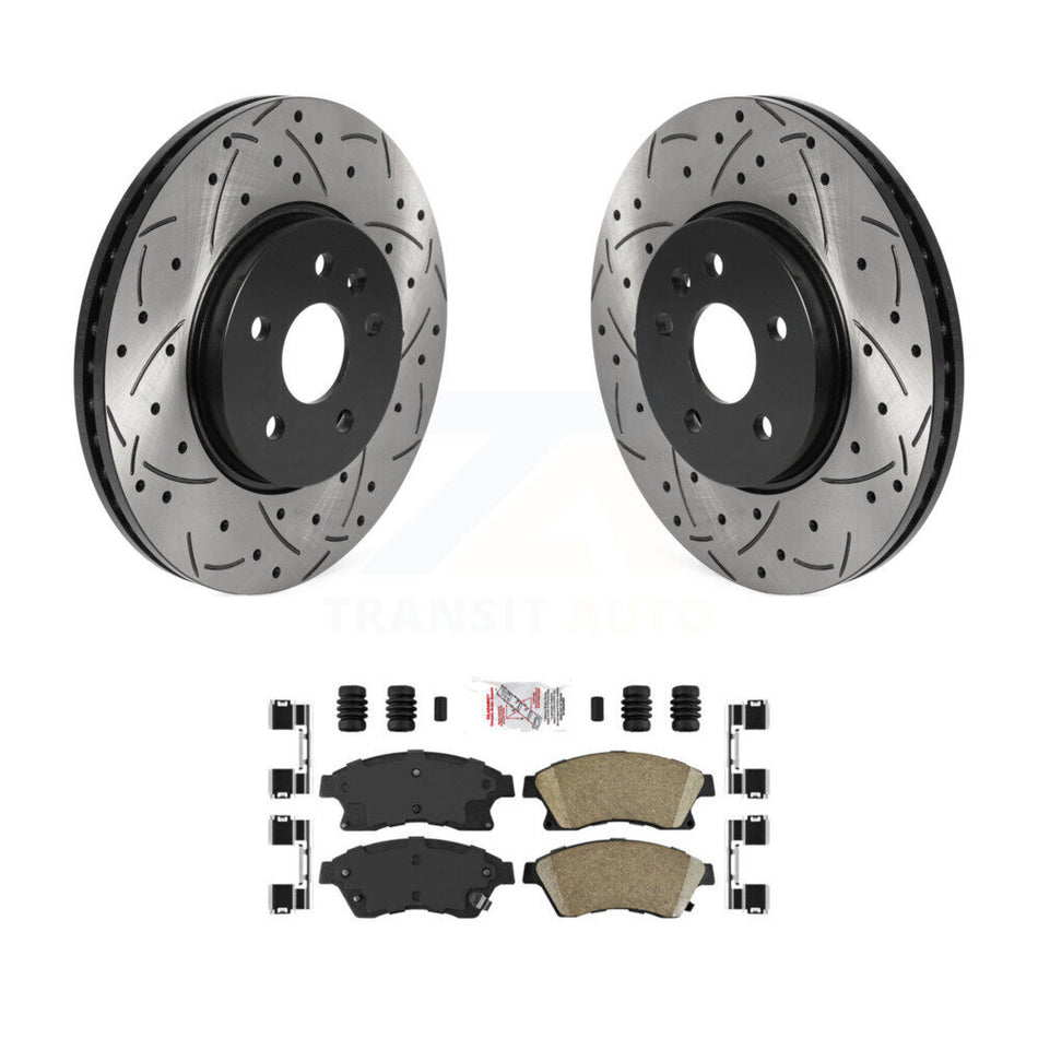 Front Coated Drill Slot Disc Brake Rotor Ceramic Pad Kit For 2013-2014 Chevrolet Sonic RS KDA-100122
