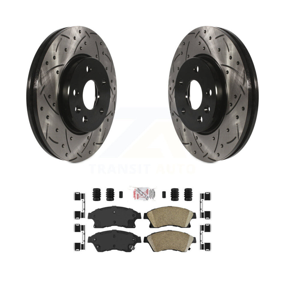 Front Coat Drill Slot Disc Brake Rotors Ceramic Pad Kit For Chevrolet Cruze Sonic Limited KDA-100124