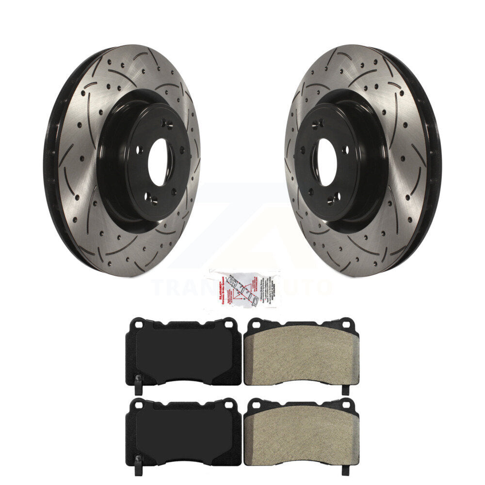 Front Coated Drill Slot Disc Brake Rotors Semi-Metallic Pad Kit For Hyundai Genesis Coupe KDA-100135