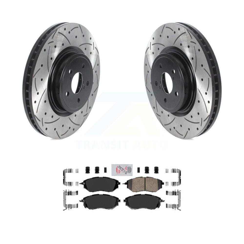 Front Coat Drill Slot Disc Brake Rotor Ceramic Pad Kit For Subaru Forester Outback Legacy KDA-100139