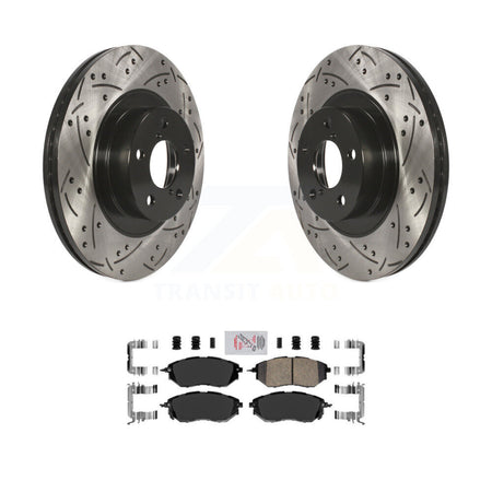 Front Drill Slot Disc Brake Rotors Ceramic Pad Kit For 2009 Subaru Legacy 3.0 R with 3.0L KDA-100143