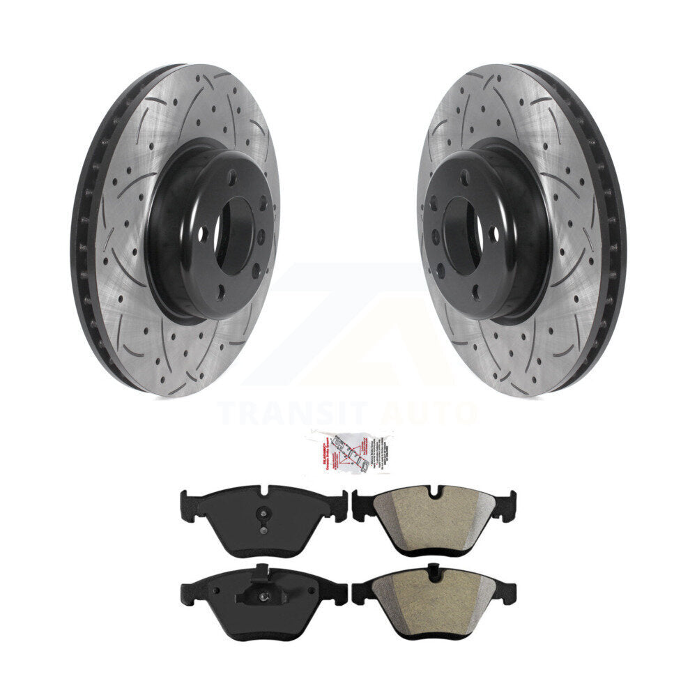 Front Coated Drilled Slot Disc Brake Rotor & Semi-Metallic Pad Kit For 2013 BMW 328i 335i KDA-100148
