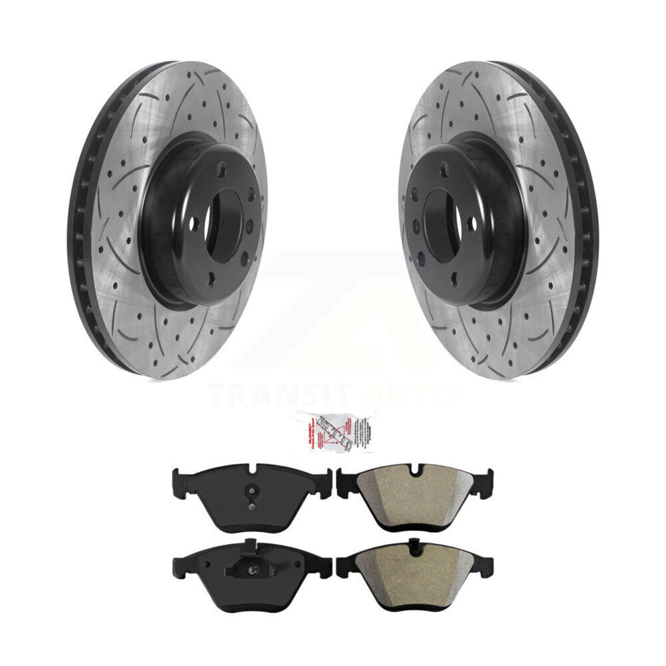 Front Coated Drilled Slot Disc Brake Rotor & Semi-Metallic Pad Kit For 2013 BMW 328i 335i KDA-100148