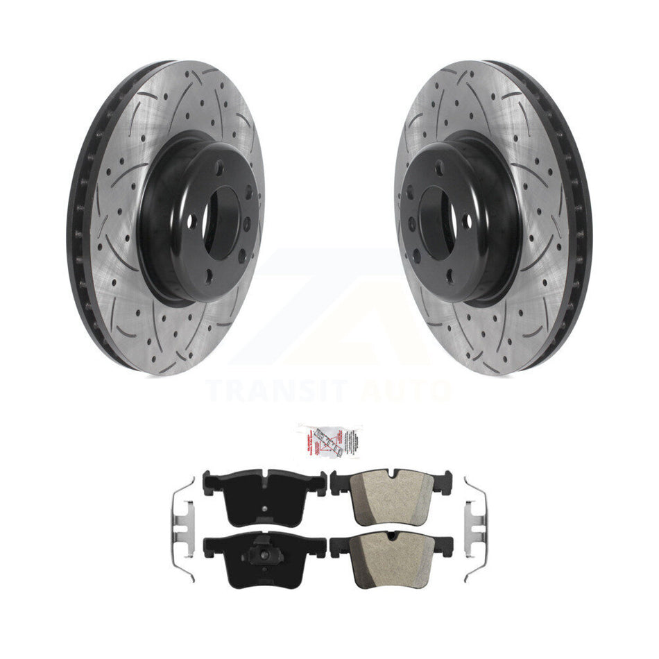 Front Coated Drilled Slot Disc Brake Rotor & Semi-Metallic Pad Kit For BMW 335i xDrive GT KDA-100149