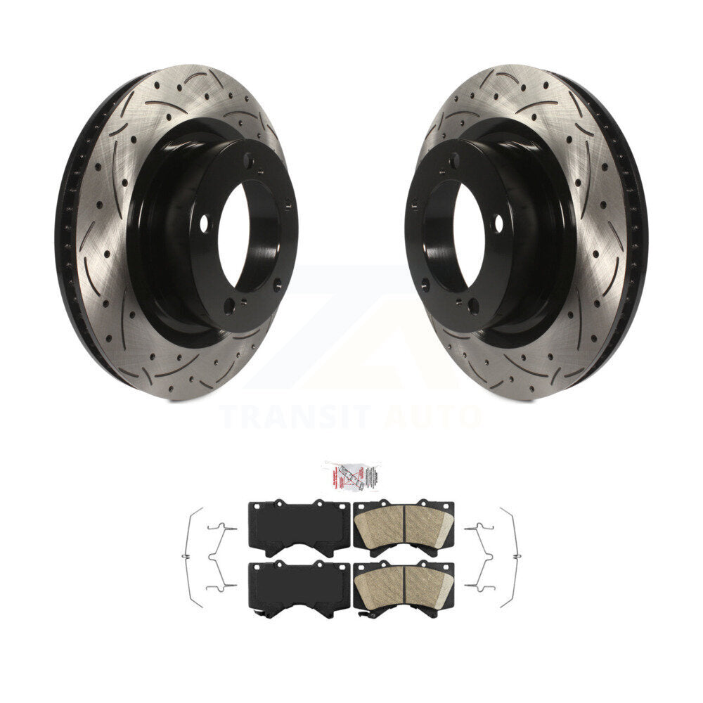 Front Drilled Slot Brake Rotor Ceramic Pad Kit For Toyota Tundra Sequoia Lexus LX570 Land KDA-100158