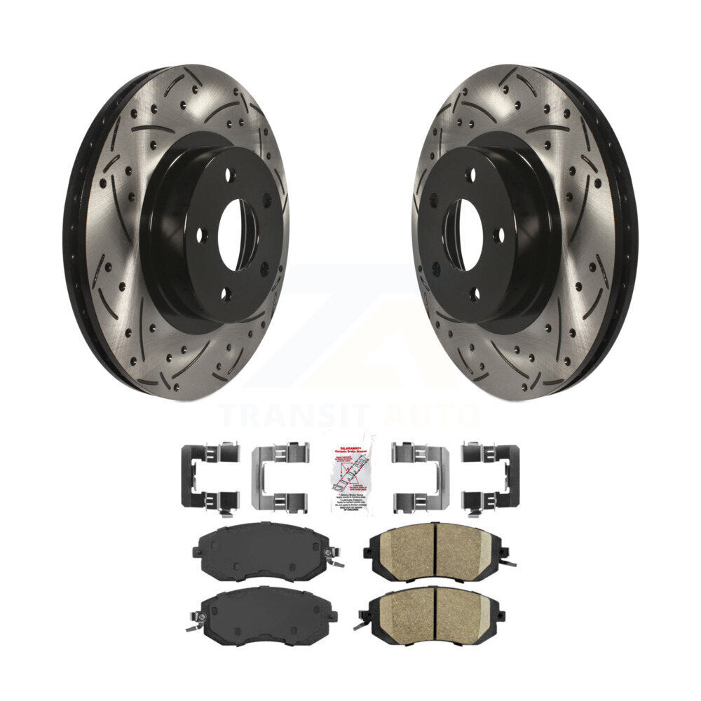 Front Coat Drill Slot Disc Brake Rotors Ceramic Pad Kit For Subaru Impreza Scion FR-S BRZ KDA-100167