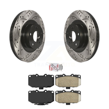 Front Coated Drill Slot Disc Brake Rotor Ceramic Pad Kit For 2006-2008 Subaru Impreza WRX KDA-100170