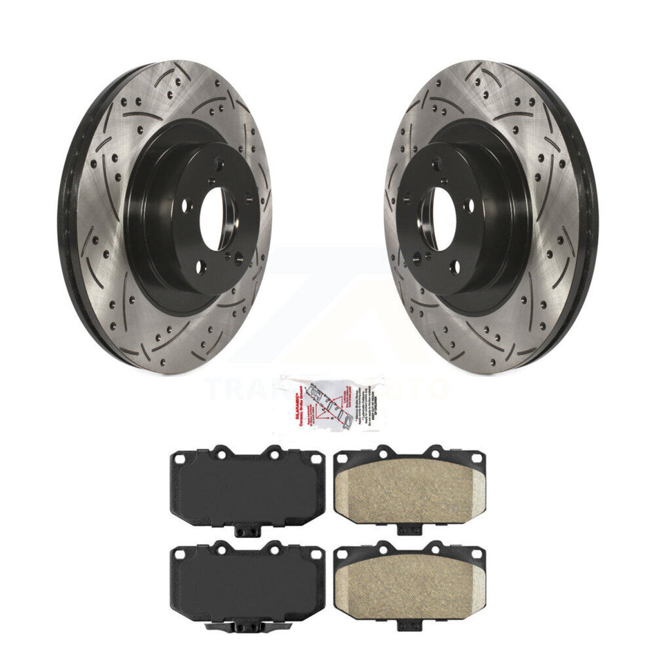Front Coated Drill Slot Disc Brake Rotor Ceramic Pad Kit For 2006-2008 Subaru Impreza WRX KDA-100170