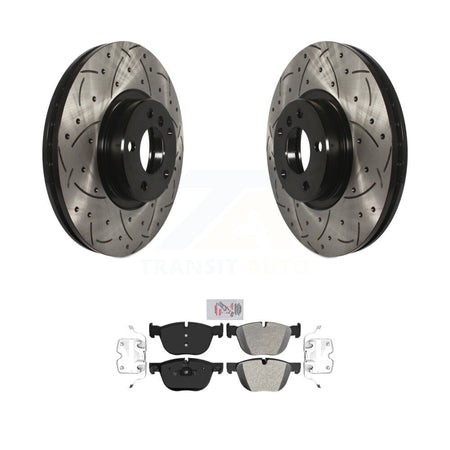 Front Coated Drilled Slotted Disc Brake Rotors And Semi-Metallic Pads Kit For BMW X5 X6 KDA-100171