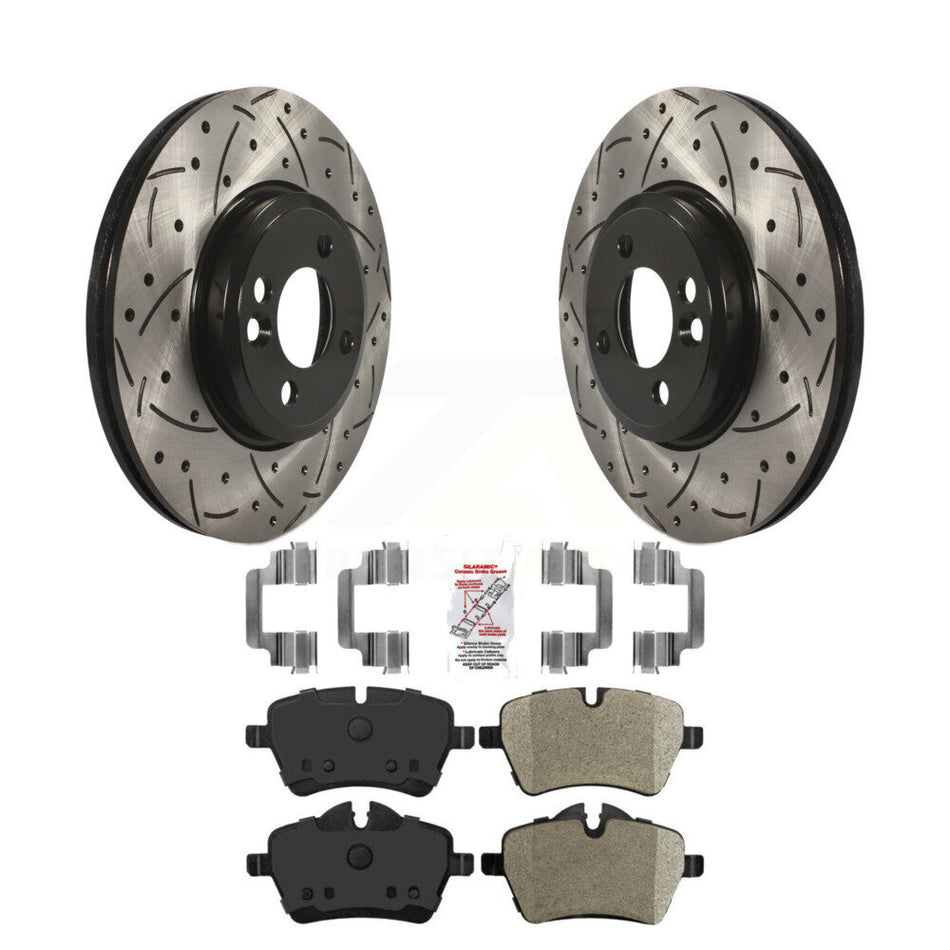 Front Coated Drill Slot Disc Brake Rotor Semi-Metallic Pad Kit For Mini Cooper Countryman KDA-100178
