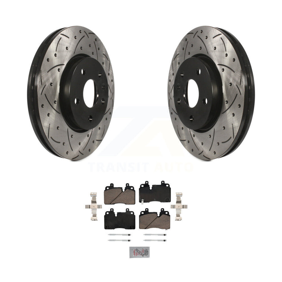 Front Coated Drilled Slotted Disc Brake Rotors And Ceramic Pad Kit For Chevrolet Corvette KDA-100193