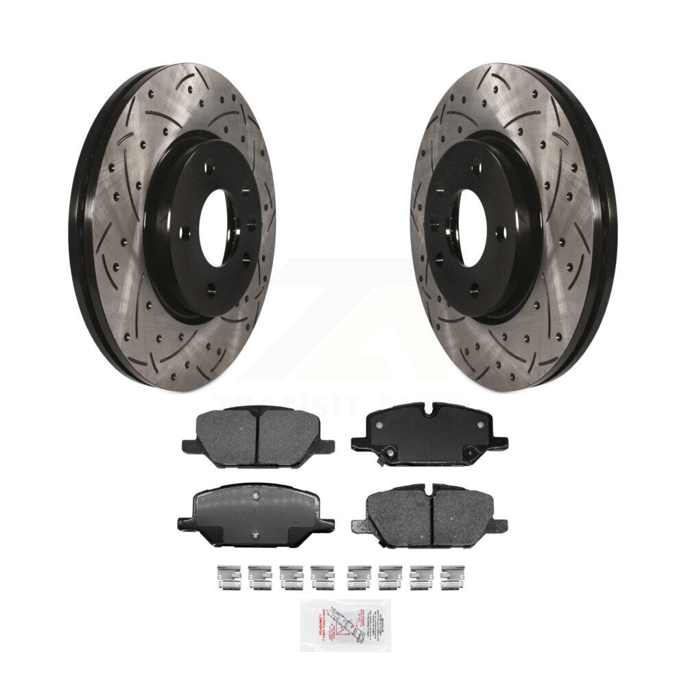 Front Drilled Slot Brake Rotors Ceramic Pad Kit For 22-23 GMC Terrain w 321mm Rotor KDA-100208
