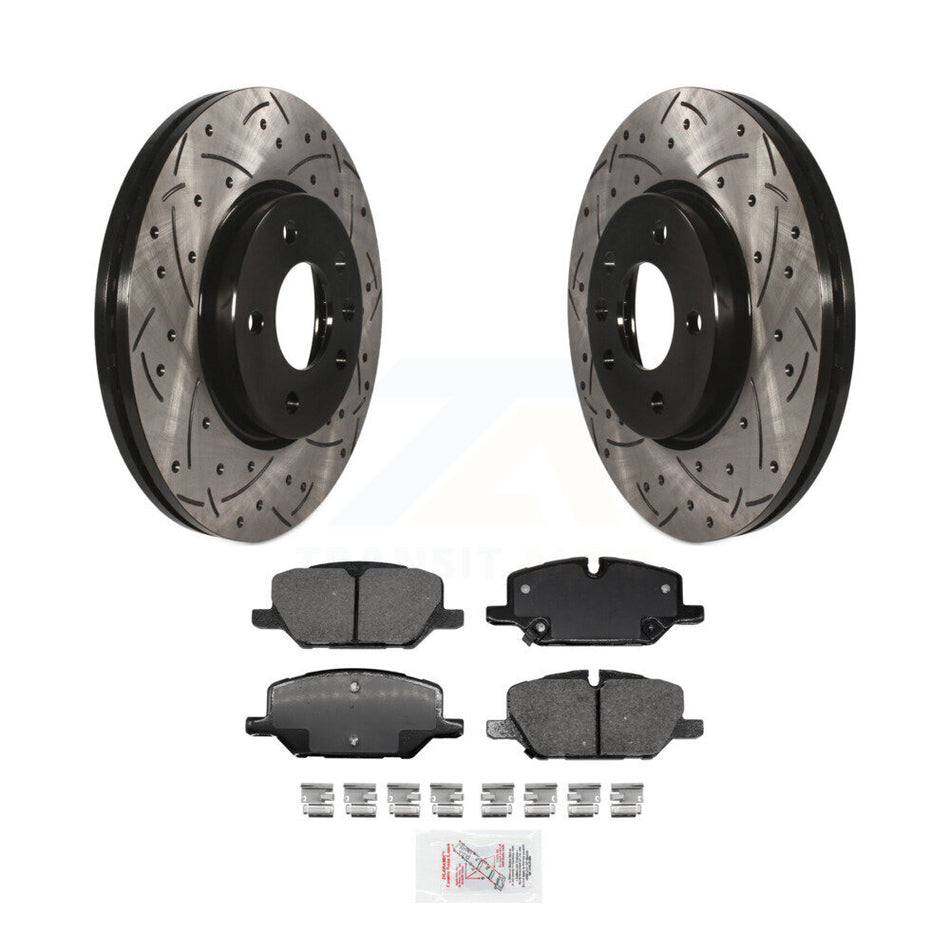 Front Drilled Slot Brake Rotors Ceramic Pad Kit For 22-23 GMC Terrain w 321mm Rotor KDA-100208