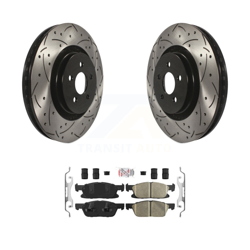 Front Coat Drill Slot Disc Brake Rotor Ceramic Pad Kit For Ford Edge Lincoln Nautilus MKX KDA-100210