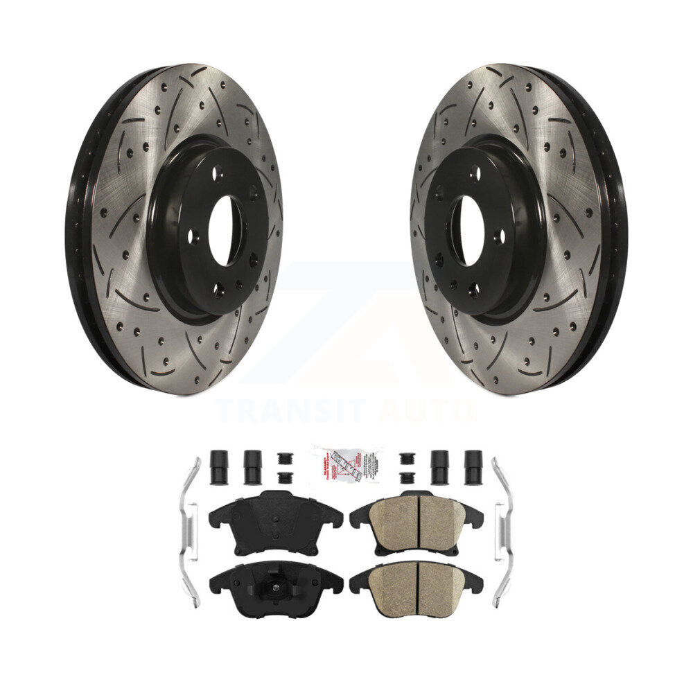 Front Coated Drilled Slotted Disc Brake Rotor Ceramic Pad Kit For Ford Fusion Lincoln MKZ KDA-100222