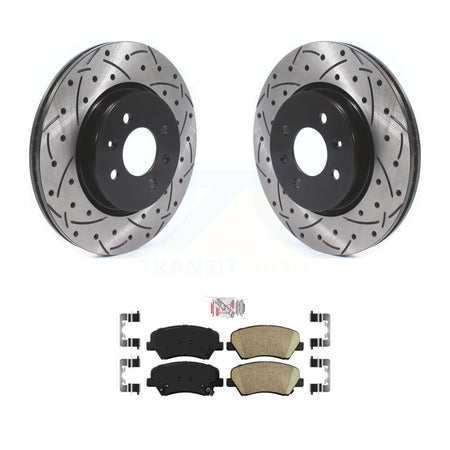 Front Coated Drilled Slotted Disc Brake Rotors And Ceramic Pads Kit For Kia Rio KDA-100227