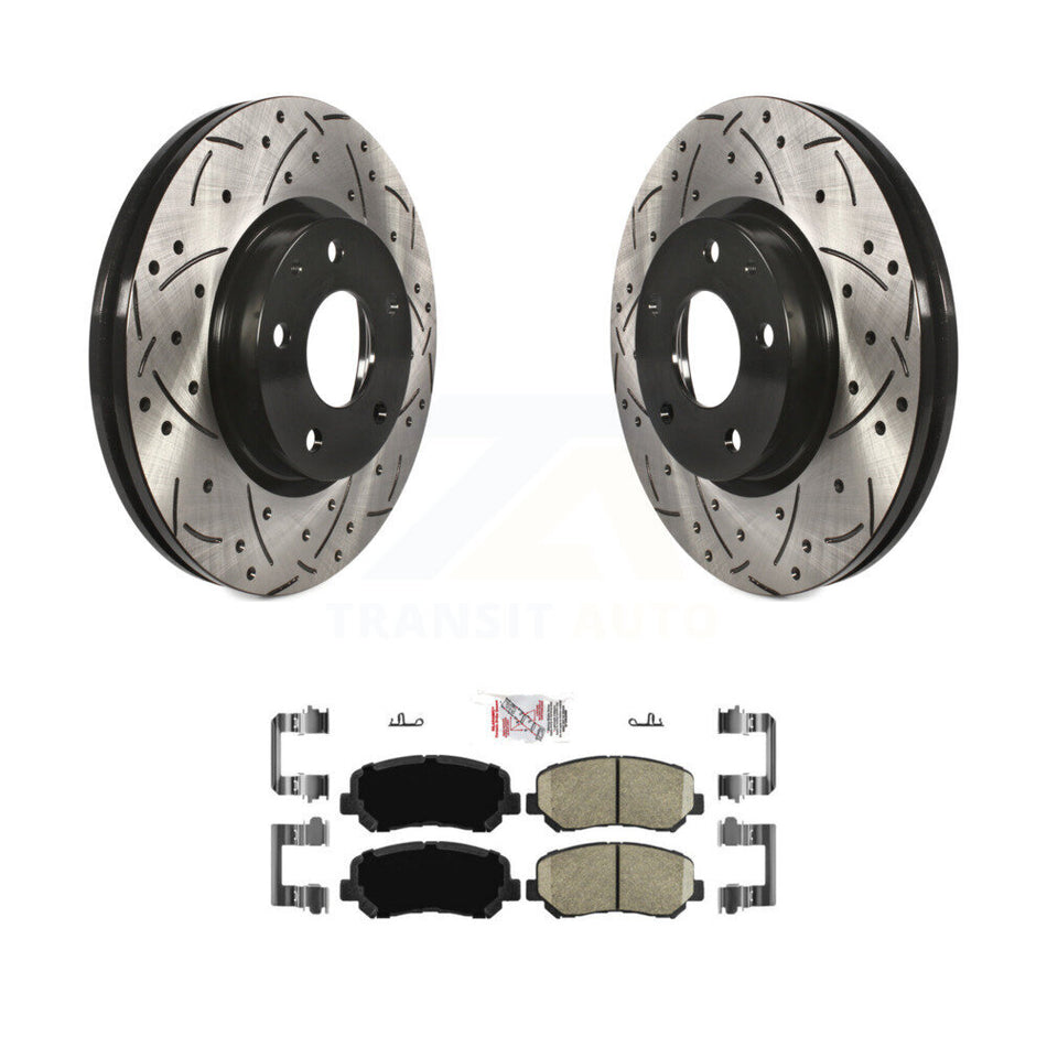 Front Coated Drilled Slotted Disc Brake Rotors & Ceramic Pad Kit For 2013-2015 Mazda CX-5 KDA-100230