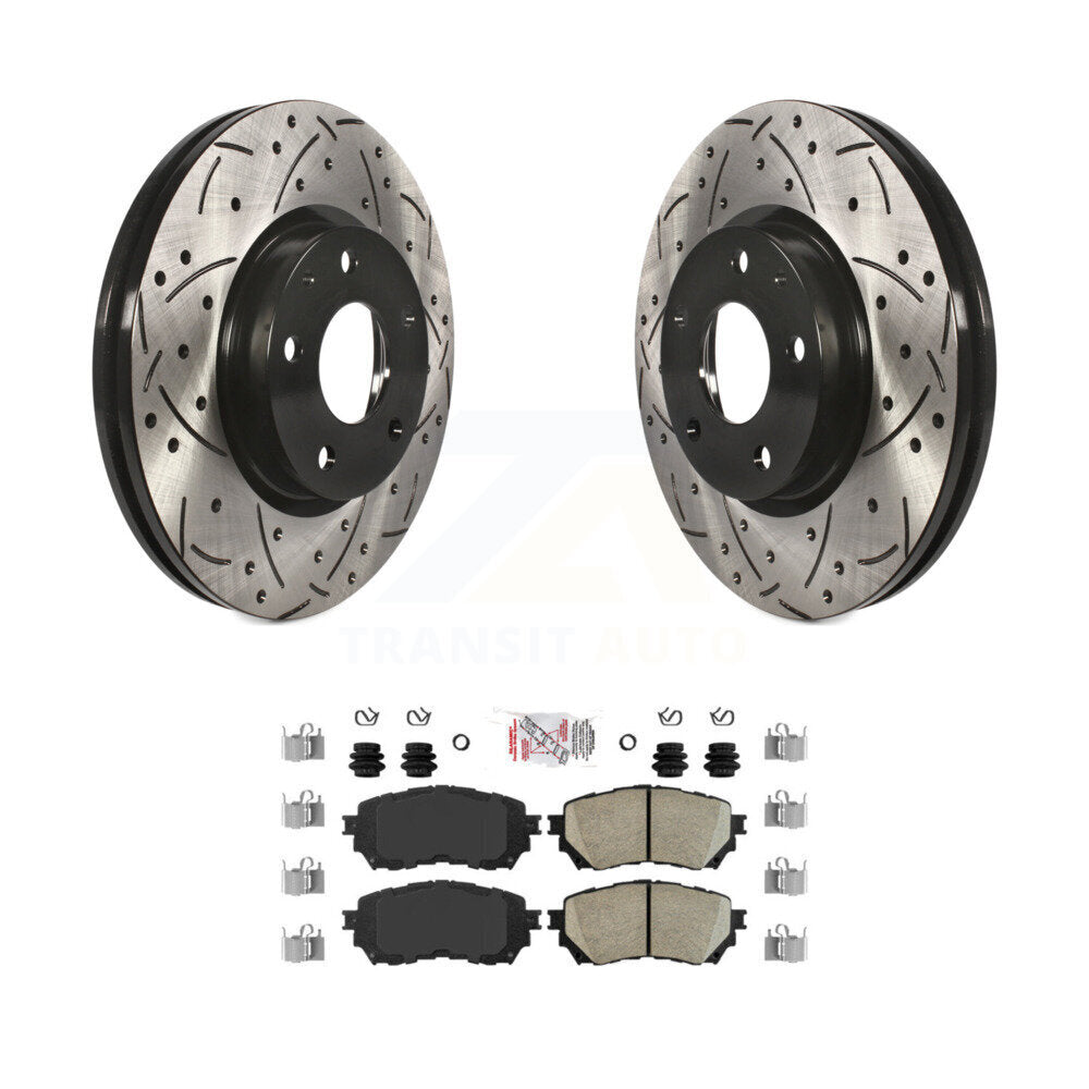 Front Coated Drilled Slotted Disc Brake Rotors And Ceramic Pads Kit For Mazda 6 KDA-100232
