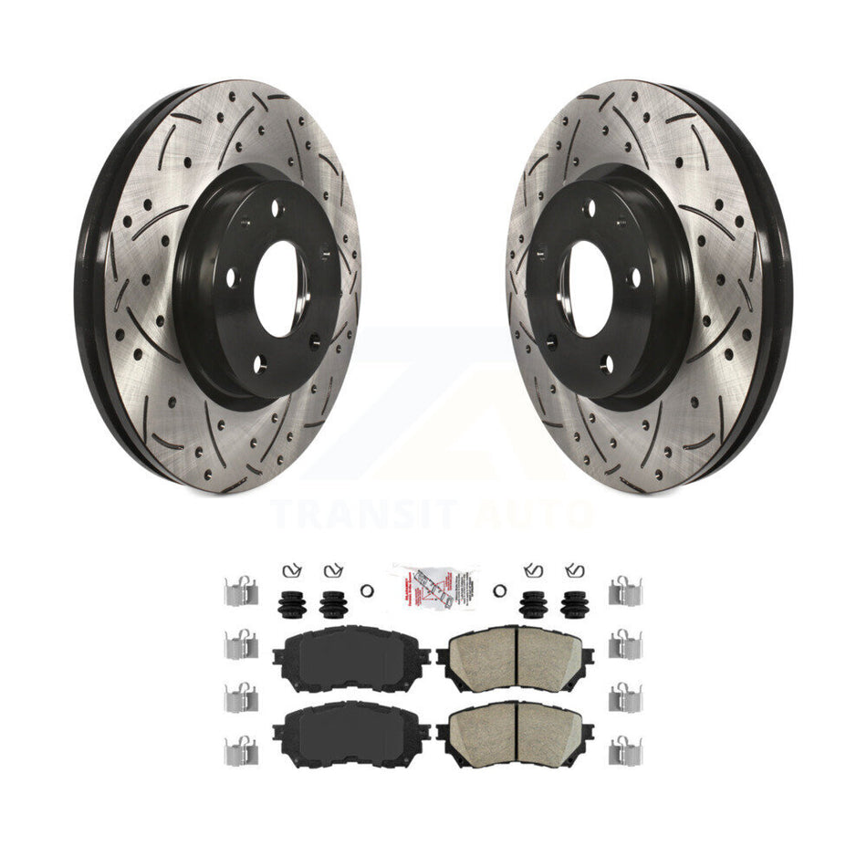 Front Coated Drilled Slotted Disc Brake Rotors And Ceramic Pads Kit For Mazda 6 KDA-100232