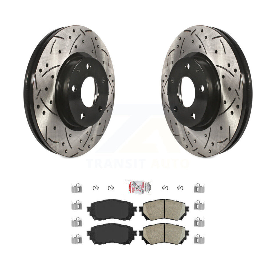 Front Coated Drilled Slotted Disc Brake Rotors And Ceramic Pads Kit For Mazda 6 KDA-100233