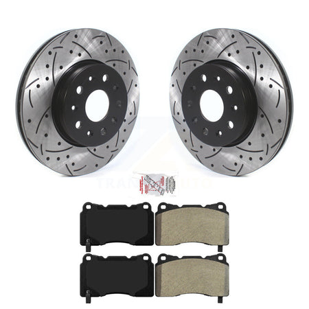Front Drill Slot Brake Rotors Semi-Metallic Pad Kit For Chevrolet Camaro Cadillac CTS CT6 KDA-100241