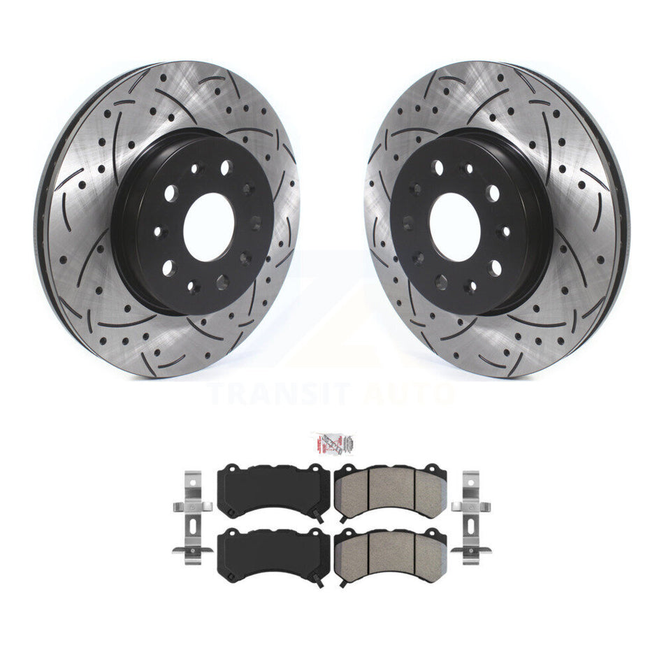 Front Coated Drill Slot Disc Brake Rotor Semi-Metallic Pad Kit For Chevrolet Camaro LT LS KDA-100248