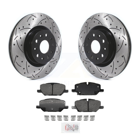 Front Drill Slot Disc Brake Rotors Ceramic Pad Kit For 2022 Chevrolet Camaro LT with 2.0L KDA-100250
