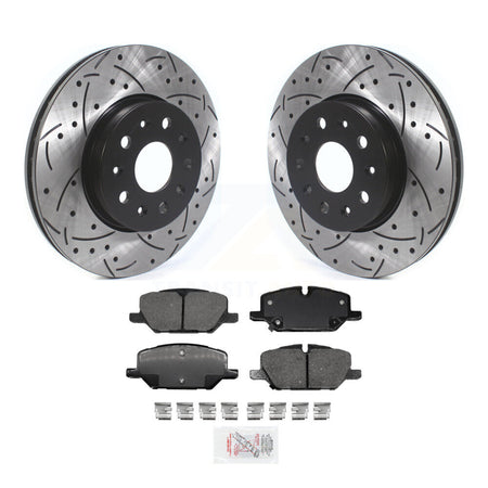 Front Coated Drilled Slotted Disc Brake Rotors And Ceramic Pads Kit For Chevrolet Camaro KDA-100251