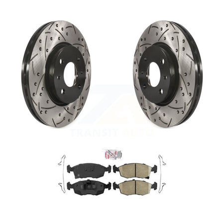 Front Coated Drilled Slotted Disc Brake Rotors And Ceramic Pads Kit For Fiat 500 KDA-100265