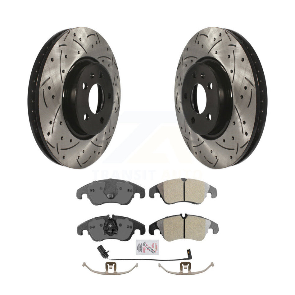Front Drilled Slot Brake Rotor Semi-Metallic Pad Kit For Audi A4 Quattro Q5 A5 allroad A7 KDA-100269