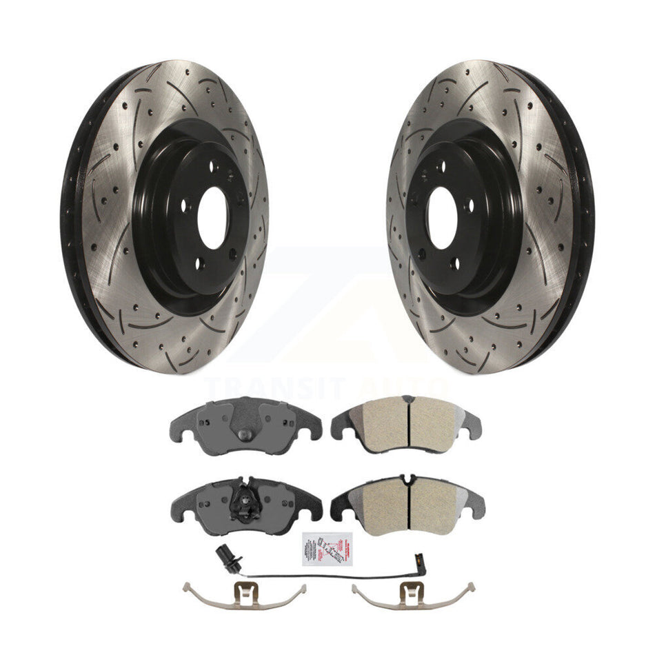 Front Drill Slot Brake Rotors Semi-Metallic Pad Kit For Audi Q5 A4 Quattro S4 S5 A6 A7 A5 KDA-100270