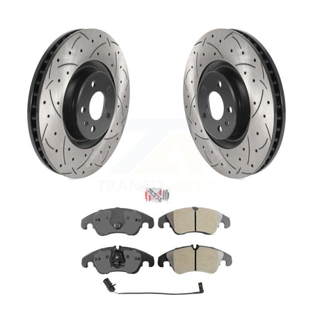 Front Coated Drilled Slotted Disc Brake Rotors And Semi-Metallic Pads Kit For Audi A6 KDA-100271